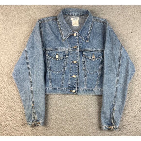 Esprit Jackets & Blazers - Vtg 80s Esprit Jean Denim Trucker Jacket Large Cropped Retro Indie Grunge Casual
